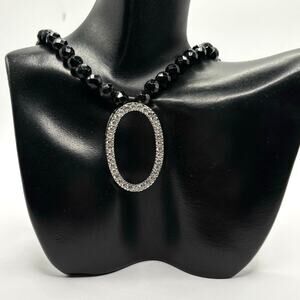 Black Crystal Oval Necklace